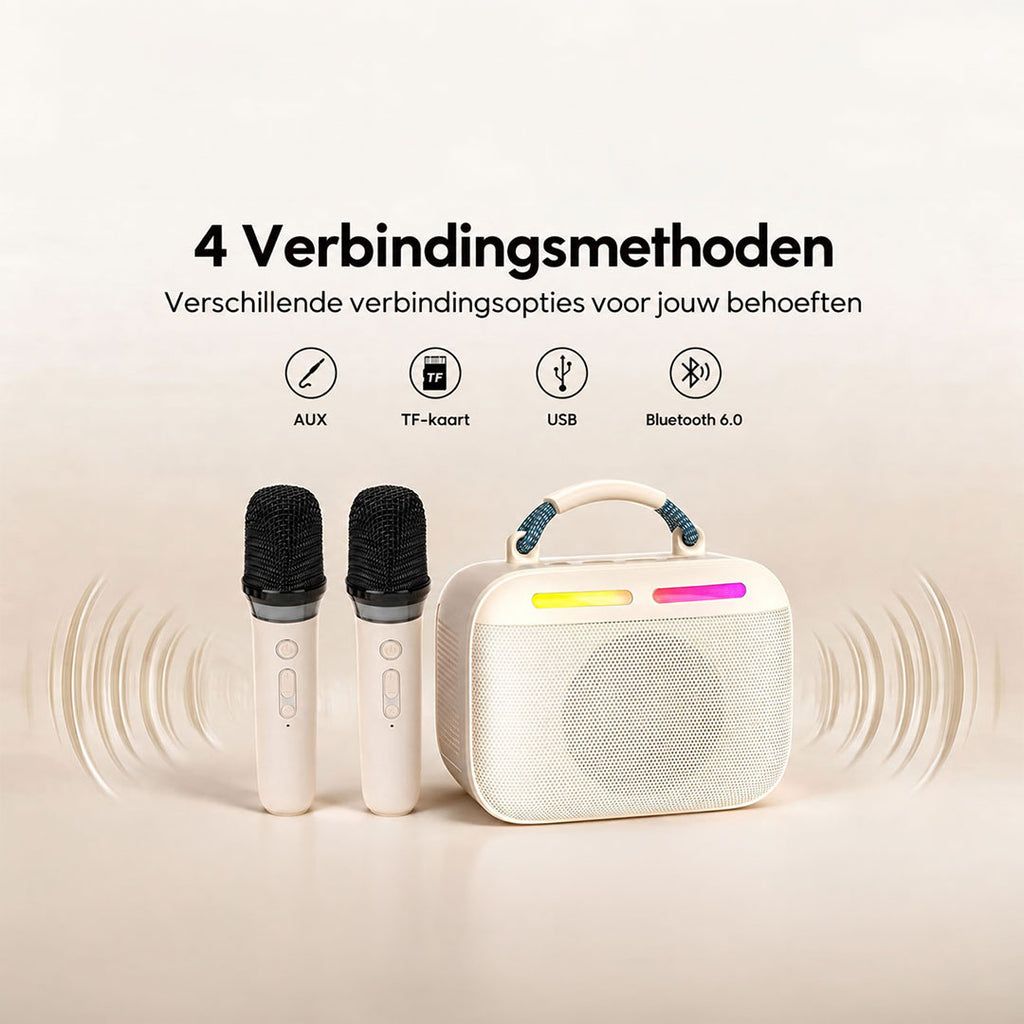Draadloze Bluetooth-karaokespeaker – beige