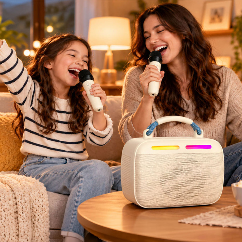 Draadloze Bluetooth-karaokespeaker – beige